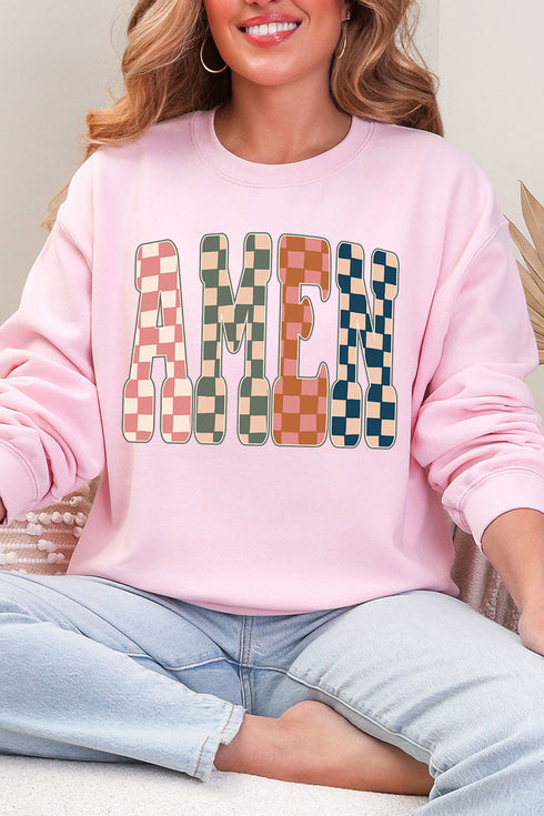 Checkered Amen Heavy Blend Crew Sweatshirt