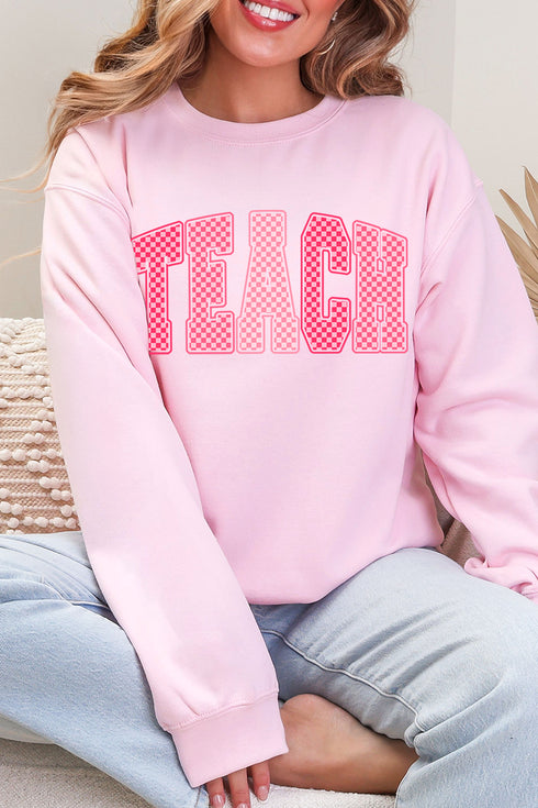 Checkered Teach Heavy Blend Crew Sweatshirt