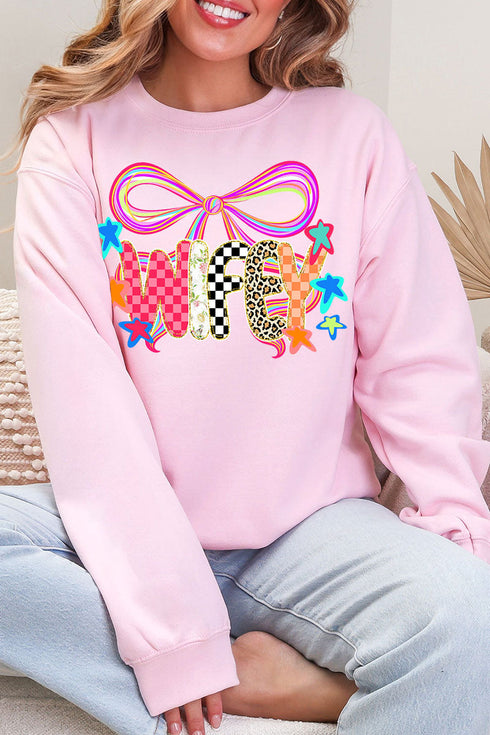 Colorful Preppy Wifey Heavy Blend Crew Sweatshirt