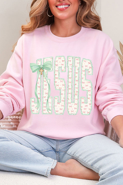 Coquette Cross Jesus Heavy Blend Crew Sweatshirt