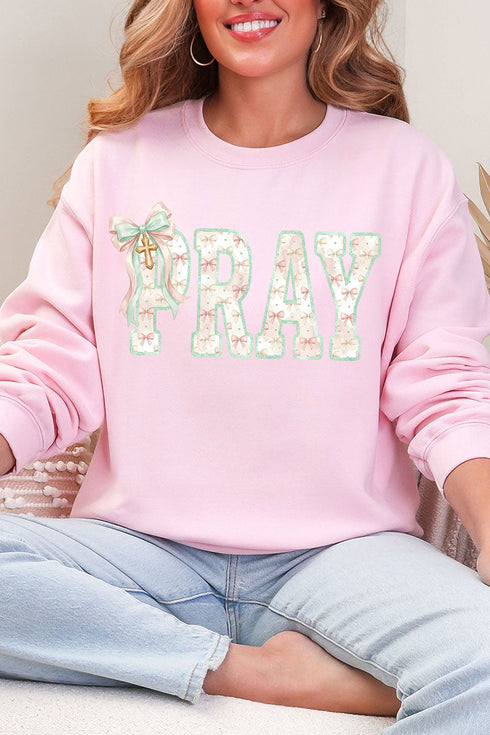 Coquette Cross Pray Heavy Blend Crew Sweatshirt