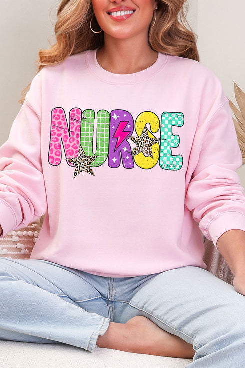 Distressed Retro Nurse Heavy Blend Crew Sweatshirt