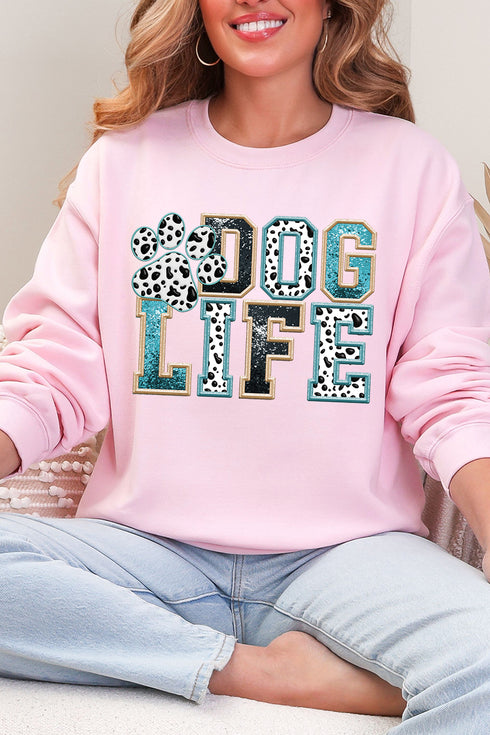 Dog Life Faux Glitter Heavy Blend Crew Sweatshirt