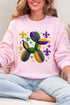 Faux Yarn Mardi Gras Balloon Dog Heavy Blend Crew Sweatshirt