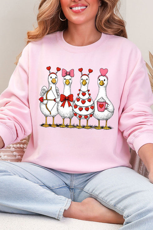 Geese In Love Formation Heavy Blend Crew Sweatshirt