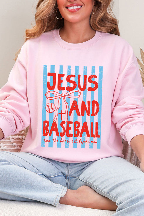 Jesus And Baseball Heavy Blend Crew Sweatshirt