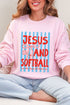 Jesus And Softball Heavy Blend Crew Sweatshirt