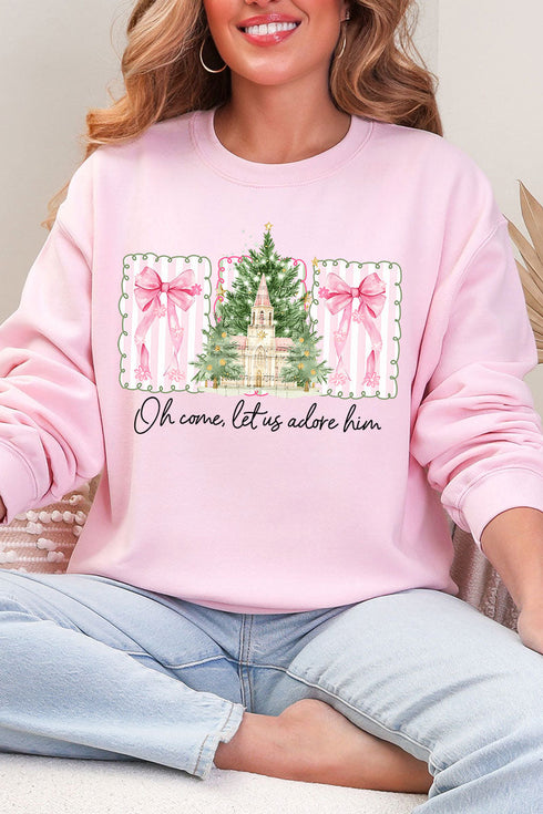 Notes Oh Come Let Us Adore Him Heavy Blend Crew Sweatshirt