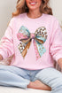Pastel Leopard Bow Heavy Blend Crew Sweatshirt