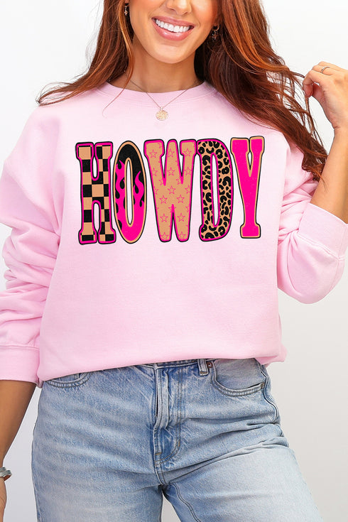 Pink Heat Howdy Heavy Blend Crew Sweatshirt