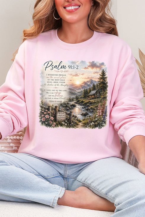 Scenic Psalm 91 Heavy Blend Crew Sweatshirt
