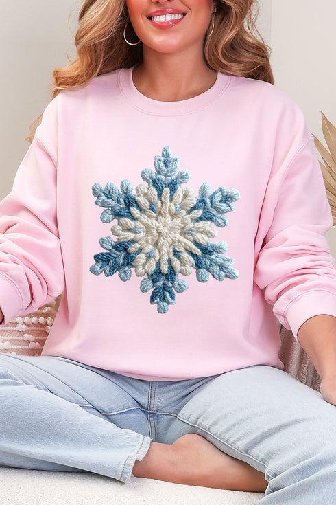 Faux Yarn Snow Day Snowflake Heavy Blend Crew Sweatshirt