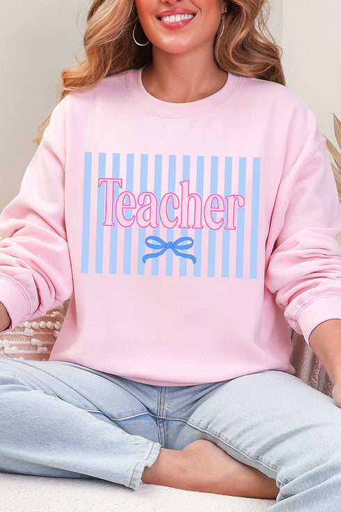 Teacher Striped Heavy Blend Crew Sweatshirt