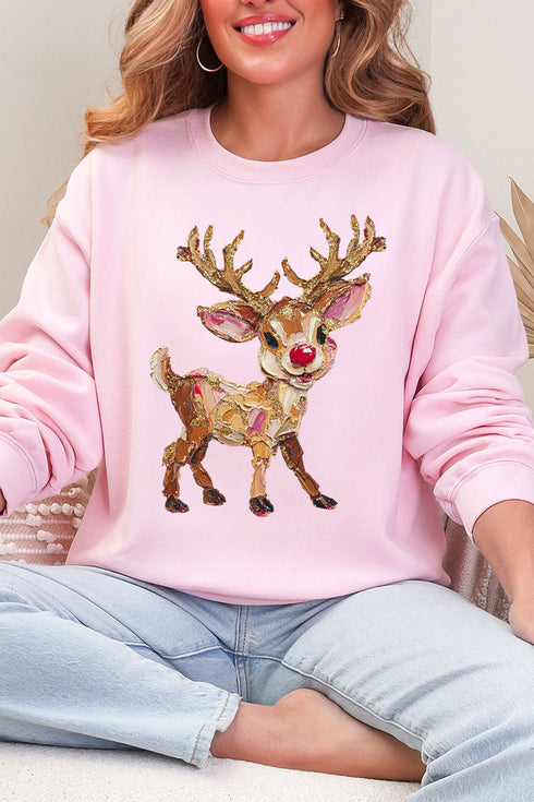 The Painted Red Nose Reindeer Heavy Blend Crew Sweatshirt