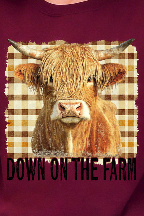 Down On The Farm Highland Cow Heavy Blend Crew Sweatshirt