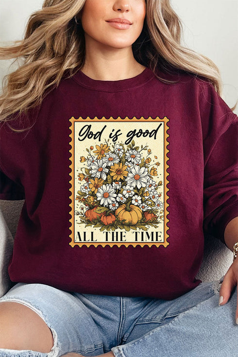 God Is Good Stamp Heavy Blend Crew Sweatshirt
