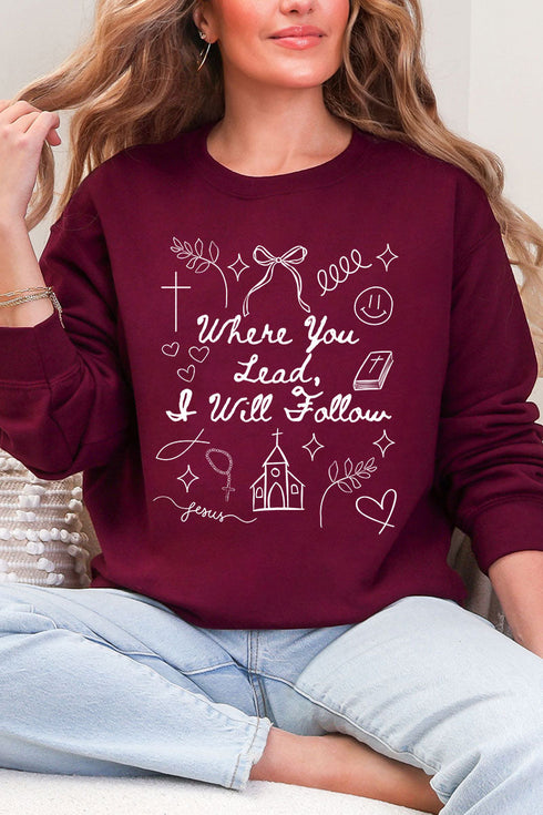 Where You Lead, I Will Follow Heavy Blend Crew Sweatshirt