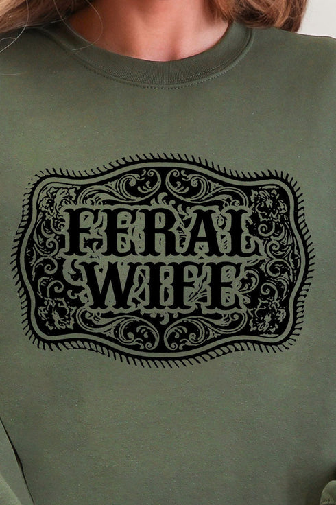 Belt Buckle Feral Wife Heavy Blend Crew Sweatshirt