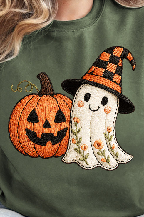 Boo-tiful Stitches Faux Embroidery Heavy-weight Crew Sweatshirt