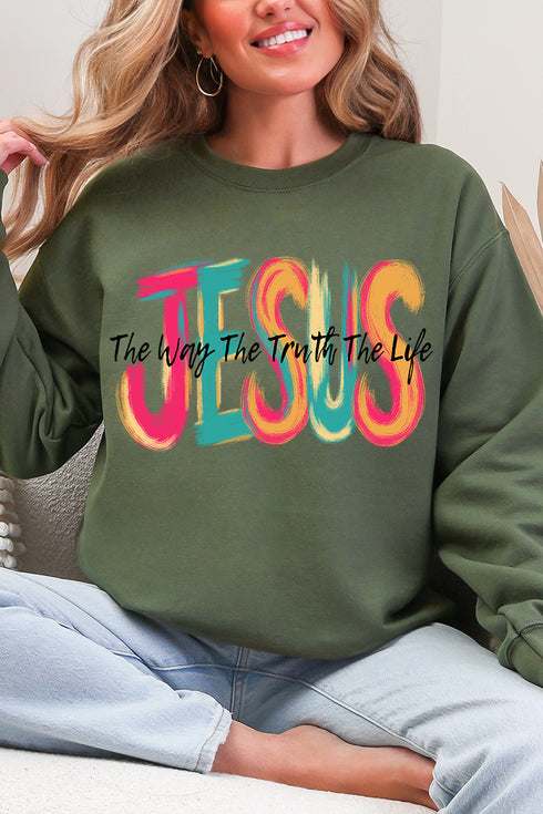 Brushstroke Jesus Heavy Blend Crew Sweatshirt
