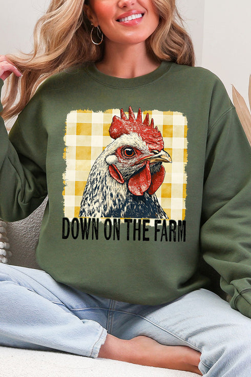 Down On The Farm Chicken Heavy Blend Crew Sweatshirt