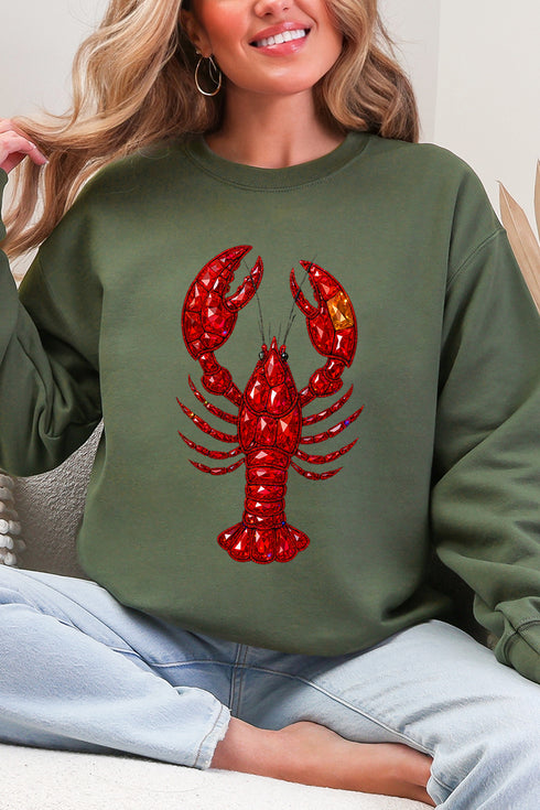 Faux Rhinestone Crawfish Heavy Blend Crew Sweatshirt