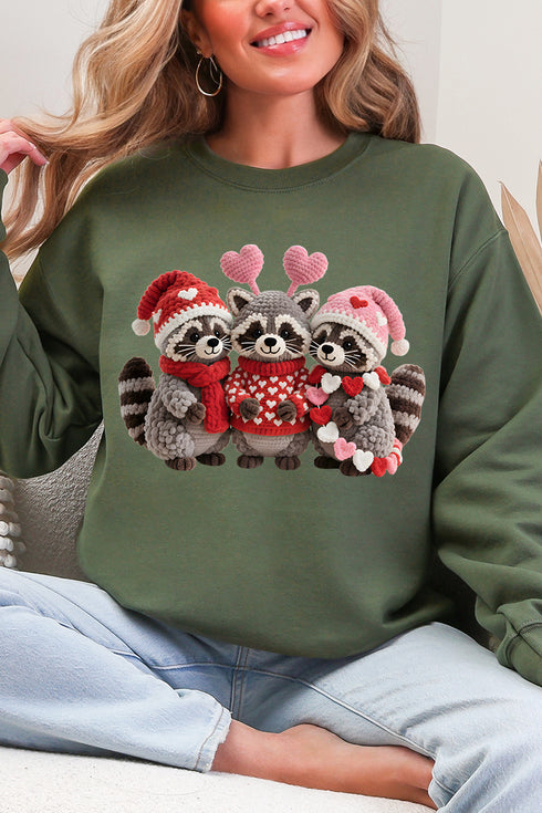 Faux Yarn Raccoon Romance Heavy Blend Crew Sweatshirt