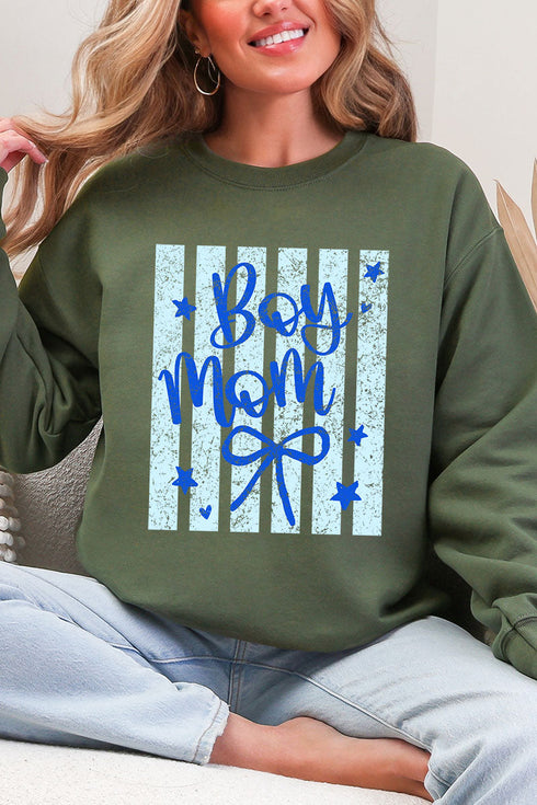 Striped Stars Boy Mom Heavy Blend Crew Sweatshirt