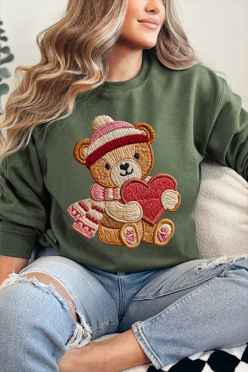 Teddy's Threaded Heart Heavy Blend Crew Sweatshirt