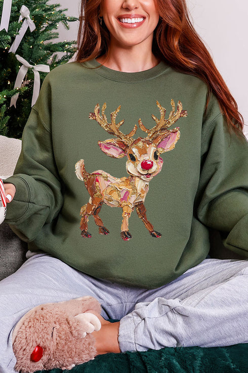 The Painted Red Nose Reindeer Heavy Blend Crew Sweatshirt