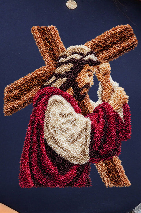 Faux Yarn Jesus At The Cross Heavy Blend Crew Sweatshirt