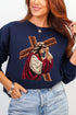 Faux Yarn Jesus At The Cross Heavy Blend Crew Sweatshirt