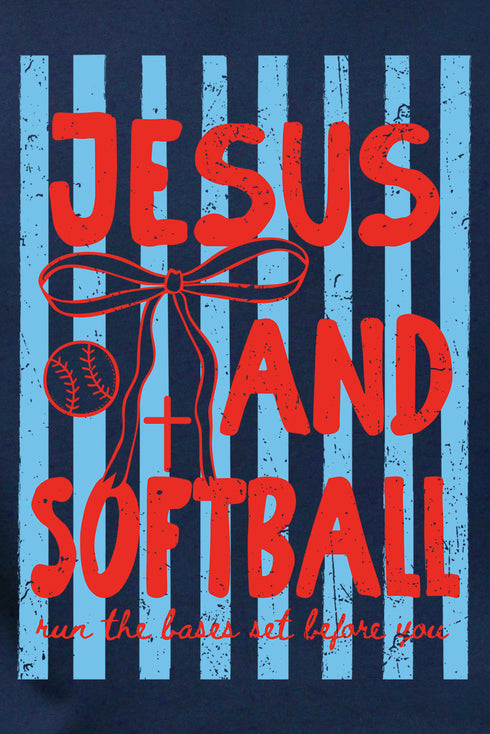 Jesus And Softball Heavy Blend Crew Sweatshirt