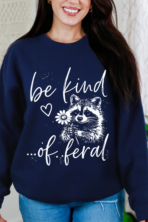Be Kind Of Feral Raccoon Heavy Blend Crew Sweatshirt