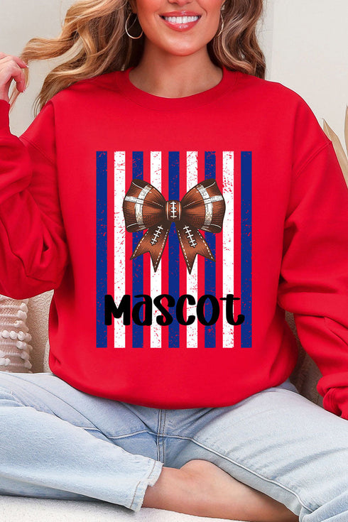 Personalized Blue & White Varsity Bow Heavy Blend Crew Sweatshirt *Enter Mascot Name
