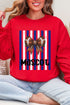 Personalized Blue & White Varsity Bow Heavy Blend Crew Sweatshirt *Enter Mascot Name