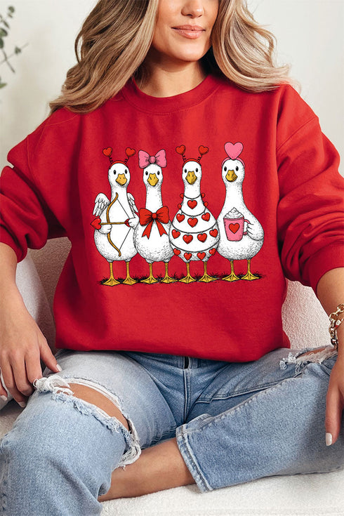Geese In Love Formation Heavy Blend Crew Sweatshirt