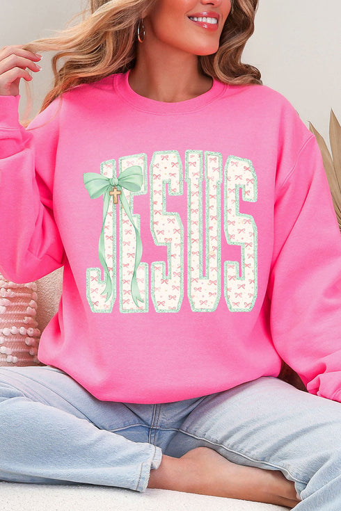 Coquette Cross Jesus Heavy Blend Crew Sweatshirt