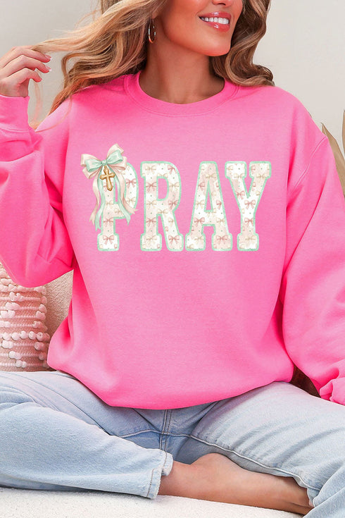 Coquette Cross Pray Heavy Blend Crew Sweatshirt