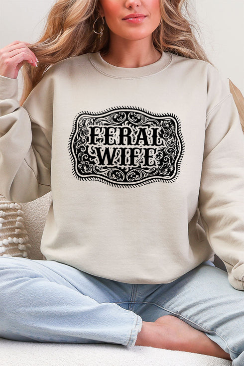 Belt Buckle Feral Wife Heavy Blend Crew Sweatshirt