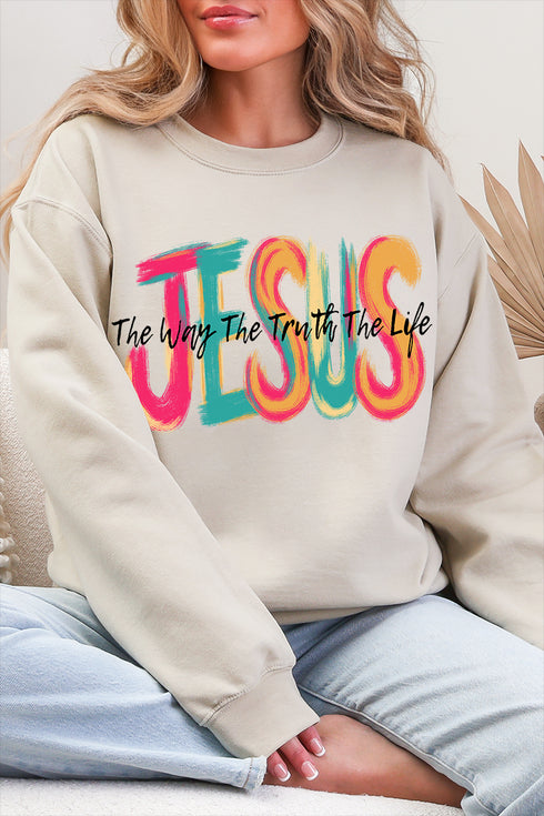 Brushstroke Jesus Heavy Blend Crew Sweatshirt