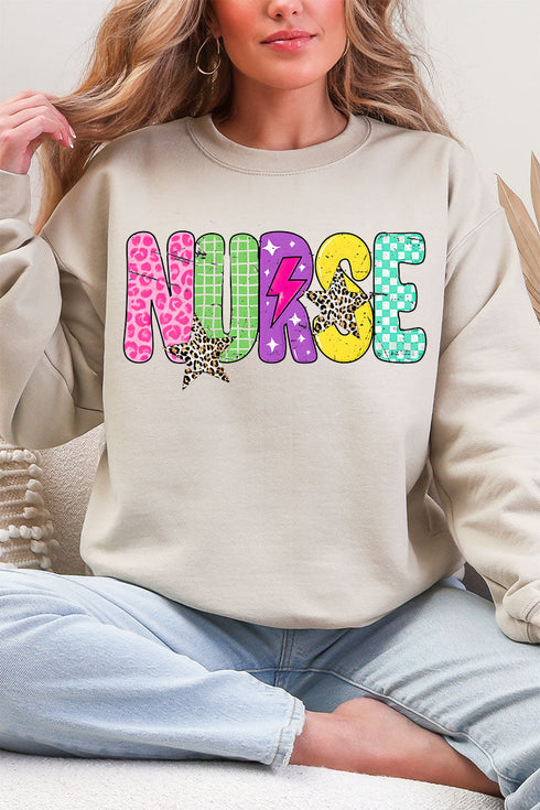 Distressed Retro Nurse Heavy Blend Crew Sweatshirt