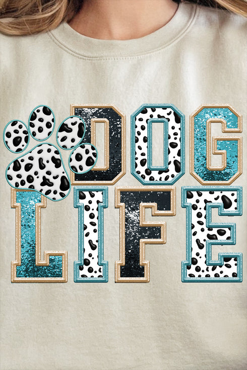 Dog Life Faux Glitter Heavy Blend Crew Sweatshirt