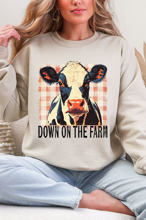 Down On The Farm Cow Heavy Blend Crew Sweatshirt