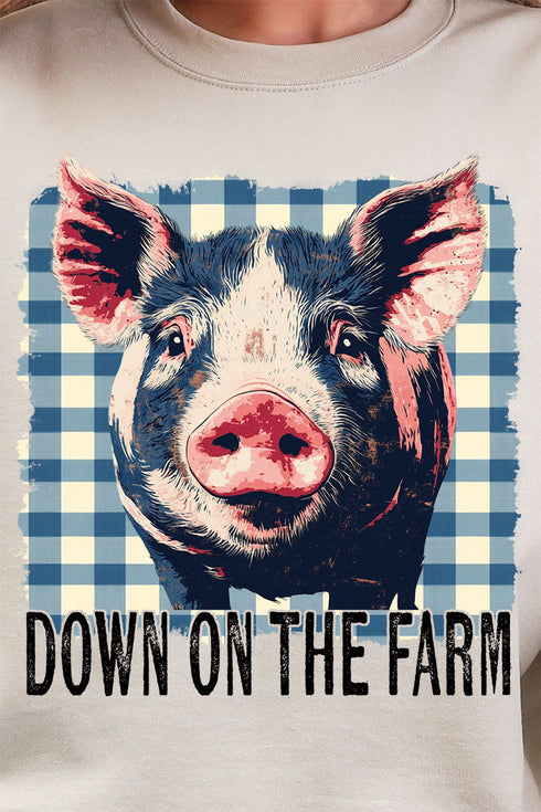Down By The Farm Pig Heavy Blend Crew Sweatshirt