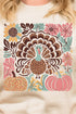 Fall Floral Turkey Heavy Blend Crew Sweatshirt