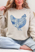 Faux Patchwork Blue Chicken Heavy Blend Crew Sweatshirt