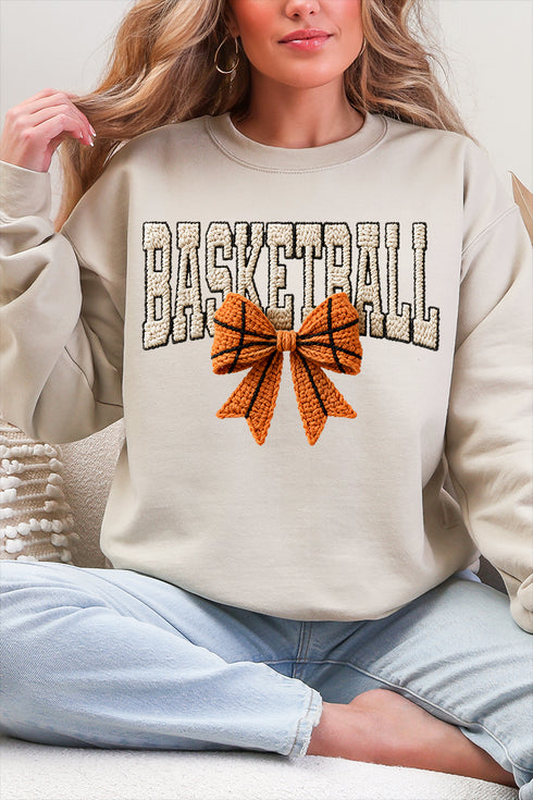 Faux Yarn Basketball Coquette Heavy Blend Crew Sweatshirt