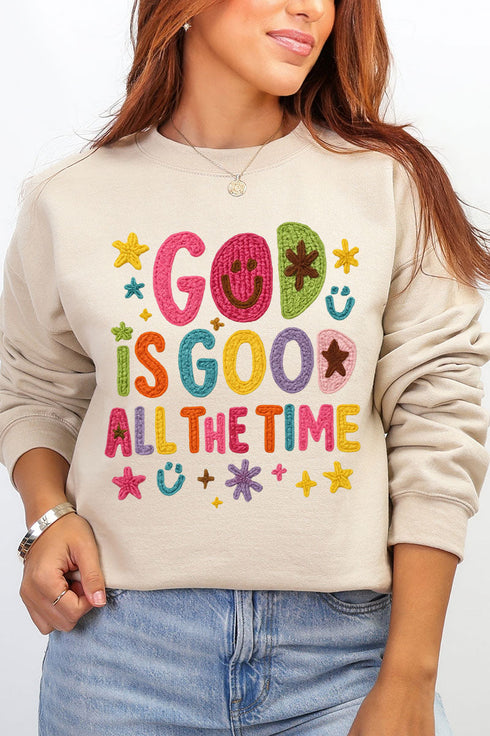 Faux Yarn God Is Good Heavy Blend Crew Sweatshirt