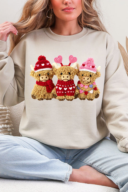 Faux Yarn Highland Hearts Heavy Blend Crew Sweatshirt